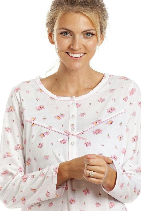 Womens Long Sleeve Floral Nightdress