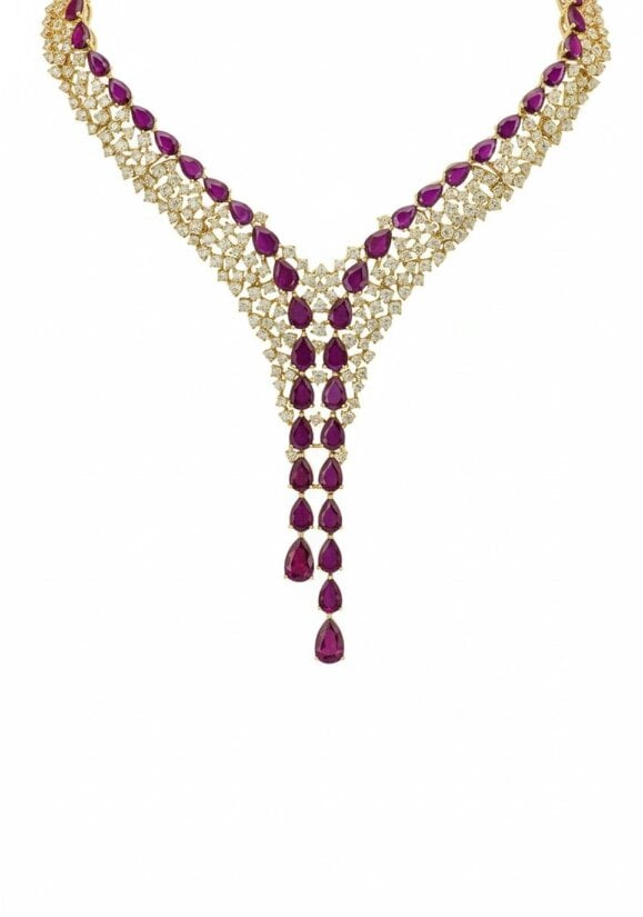 Latelita Baroness Statement Necklace Ruby Gold