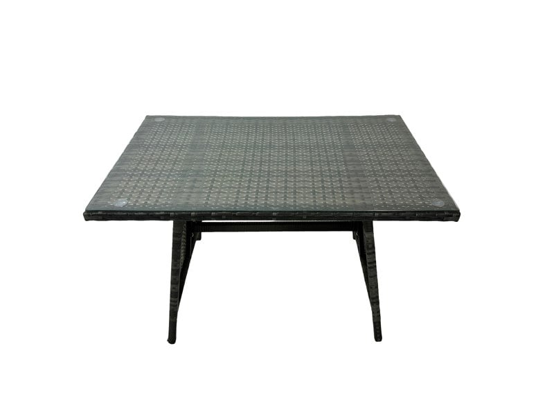 Fimous 9 Seater Garden Outdoor Rattan Furniture Set Rattan Corner Sofa Oblong Dining Table with Armchair 2 Big Footstools Dark Grey