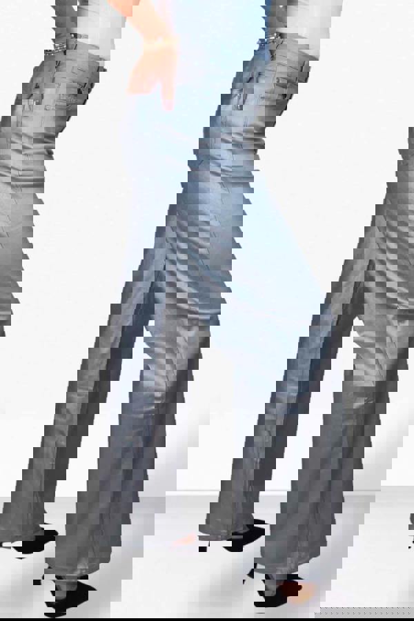 Paulo Due Womens Metallic Coated Wide Leg Jeans