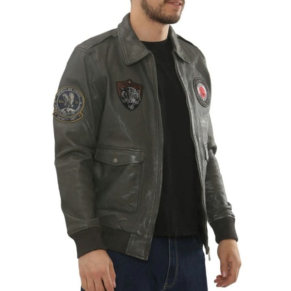Leather Company Men's Leather Bomber Jacket Pilot Air Force Style