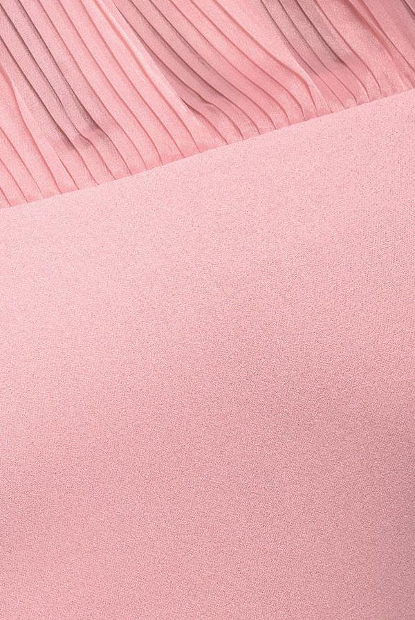 One Shoulder Organza Frill Pleated Mermaid Maxi Dress - Blush Pink DR4858