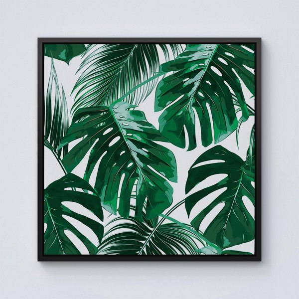 Warren Reed Tropical Jungle Leaf Pattern Framed Canvas