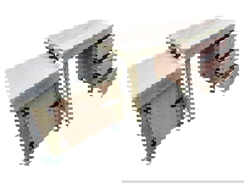 Arbor Garden Solutions Wooden Eucalyptus hardwood top workbench with drawers and functional lockable cupboard (V.6)