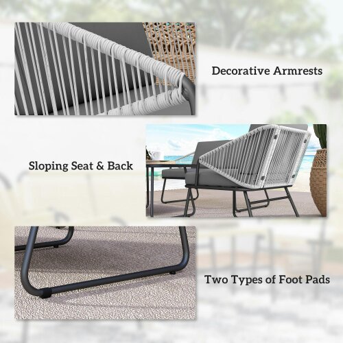 Wyld Haus Yoma Grey Rattan String 4 Seater Outdoor Sofa Set