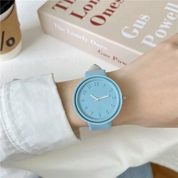 The Colourful Aura Colourful Vintage Large Dial Leather Strap Bracelet Wristwatch