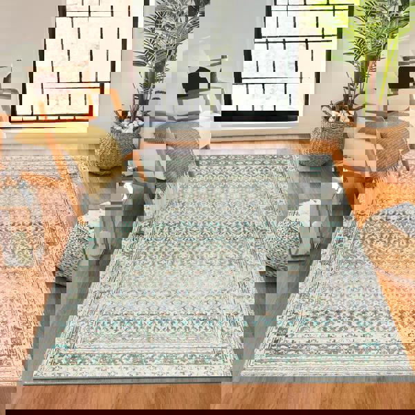 Livabliss Our Pnw Home Rainier-Washable Green Beige Brown Traditional Boho Vintage Rug