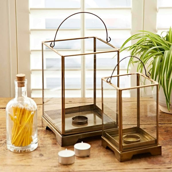 Paper High Antique Brass Candle Lantern