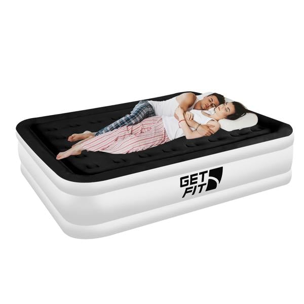 Get Fit Blow Up Air Bed with Built In Electric Pump- Free Pillow - Elevated Air Mattress - King