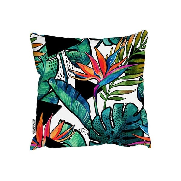 Benjamin Tate Design Tropical Leaves And Flowers With Contour (Cushion)