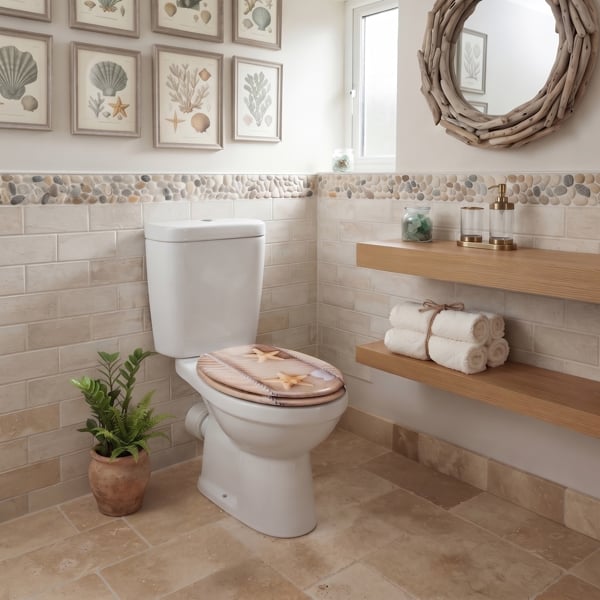 RTS Starfish Sand Wood Soft Close Toilet Seat
