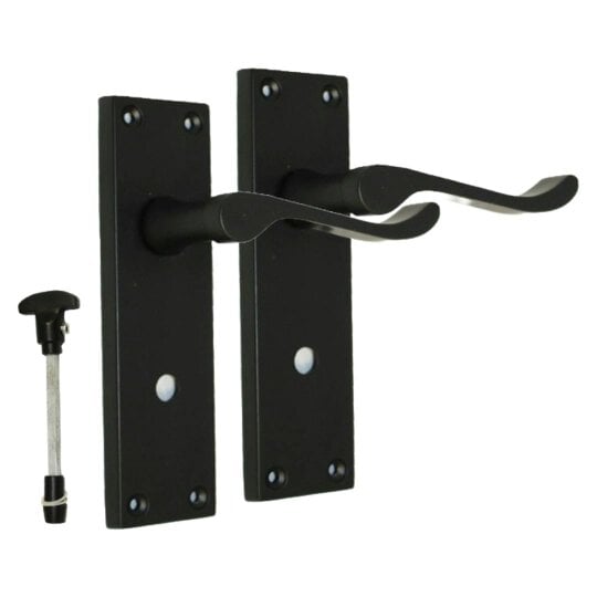 EDH Door Hardware Victorian Black Bathroom Door Handle Set - 1 Pair Classic Black Interior Door
