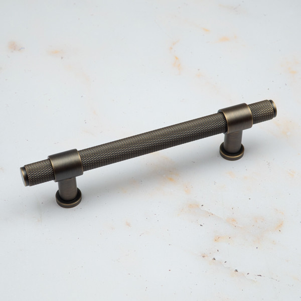 Handle & Home Antique Brass Knurled Handles with Clasp Detailing