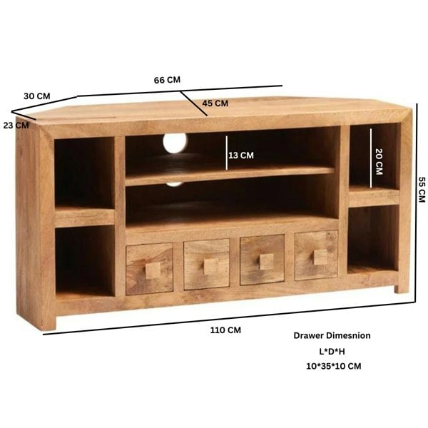 IH Design Logan Light Mango Corner TV Unit