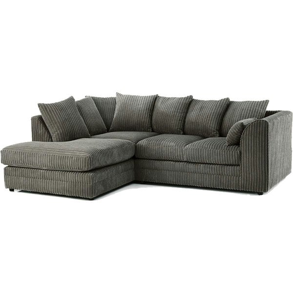 Luxor Cord Fabric 4 Seater Corner Sofa - Grey