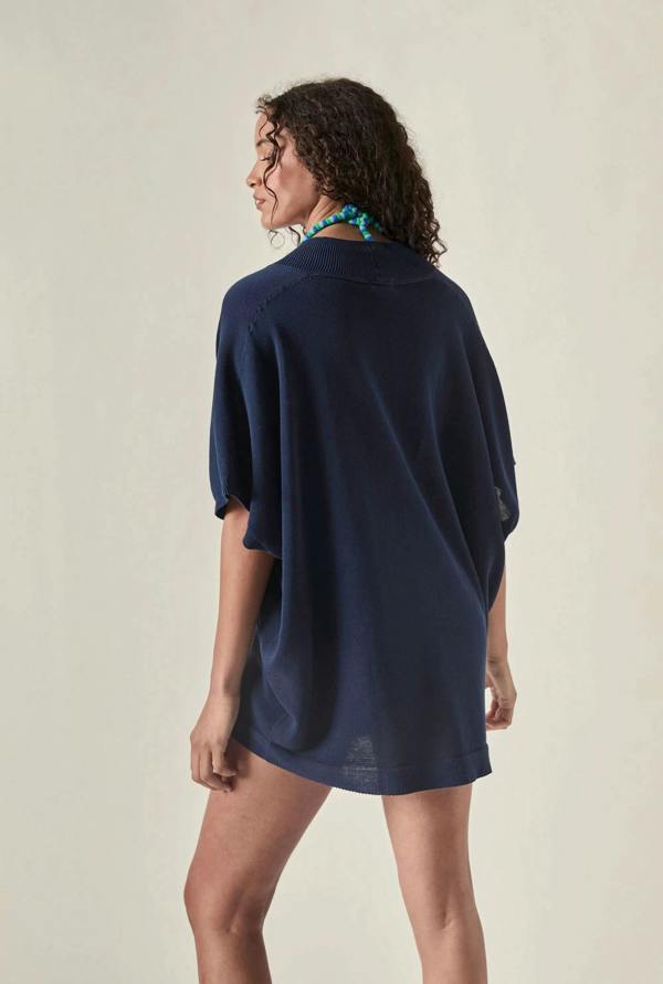 James Lakeland Relaxed Clasp Front Cover-Up - Navy