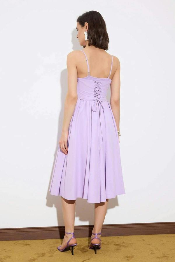 Floral Print Sweetheart Neckline Midi Corset Detail Dress