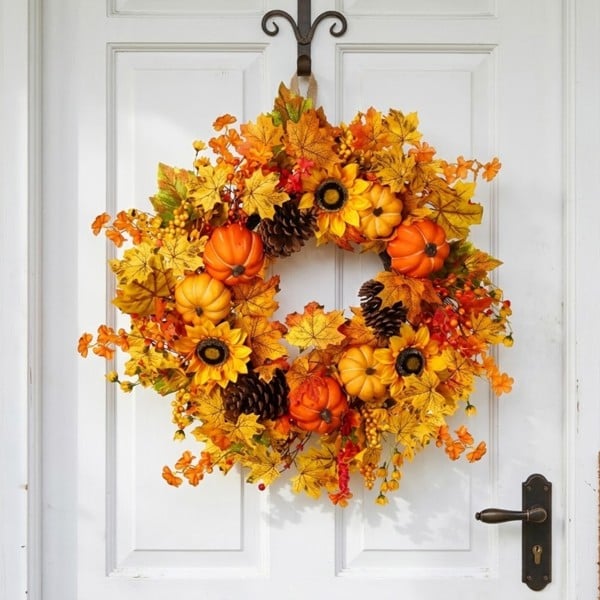 Garden Greatness Autumnal Pumpkin And Flower Wreath