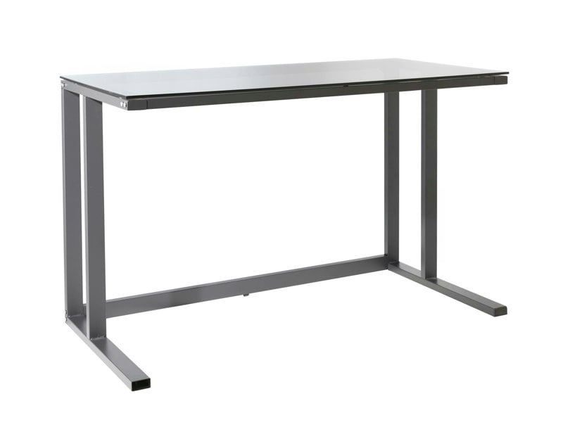 Dorel Home Air Desk with Top-plate in Smoked Glass