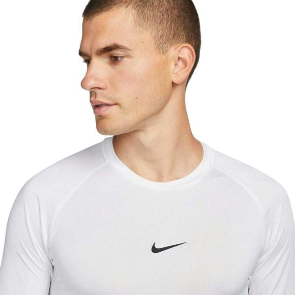 Nike Mens Dri-FIT Fitted Long-Sleeved Fitness Base Layer Top - White/Black - 