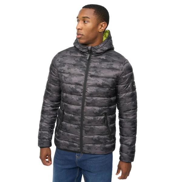 Crosshatch Mens Gattering Camo Jacket - Charcoal Camo - 