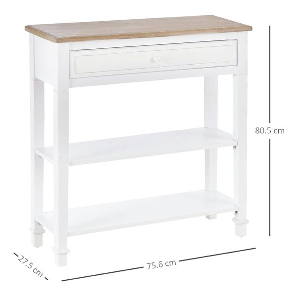 Wyld Haus Sacoso Wooden Natural Retro  Hallway Console Table With Drawer And Dual Shelves