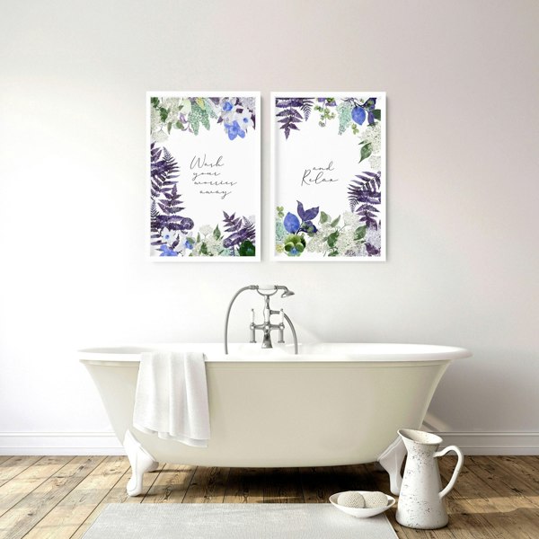 Wall art for bathrooms | set of 2 Floral wall art prints