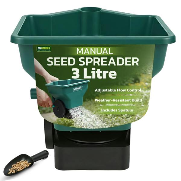 My Garden Outdoor Living My Garden Seed Spreader 3L with Spatula - Handheld Seed Dispenser - Durable & Lightweight Evenly Grass Seed Spreader
