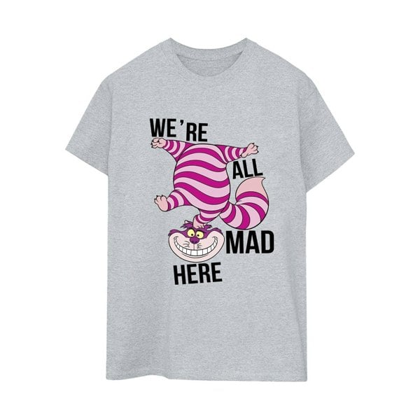 Disney Womens/Ladies Alice In Wonderland All Mad Here Cotton Boyfriend T-Shirt - Sports Grey