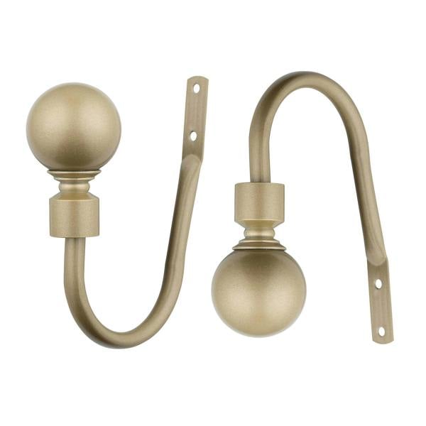 A.Unique Home Pair of Plain Ball Metal Holdbacks (Pair of Holdbacks) - Matte Gold