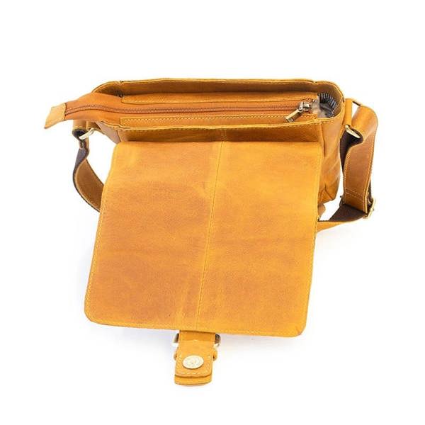 PRIMEHIDE Buckle Leather Messenger Bag For Men