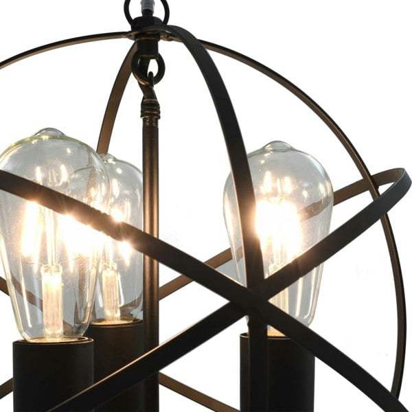 Berkfield Hanging Lamp Black Sphere 3 x E27 Bulbs