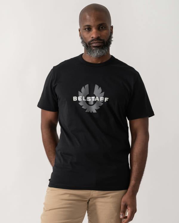 model wearing a Belstaff Surface Mens T-Shirt in Black