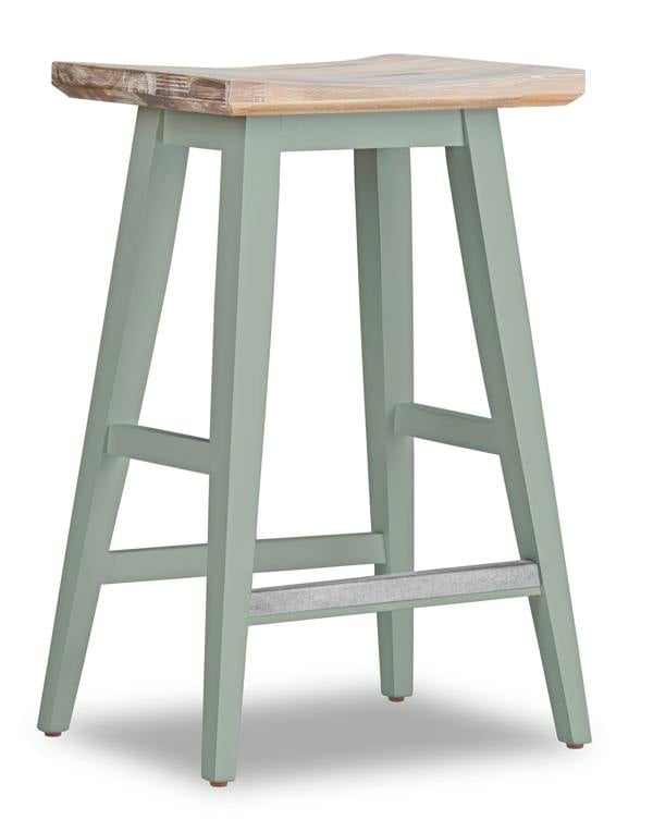 Statement Furniture Florence Wooden Bar Stool with Legs H65cm, Acacia Hardwood Rectangular Seat