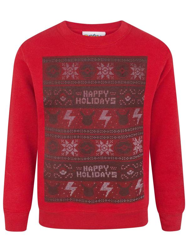 Pokemon Boys Red Pikachu Christmas Jumper