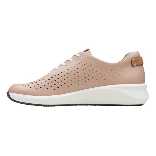 Clarks Womens/Ladies Un Rio Tie Leather Trainers - Blush - 