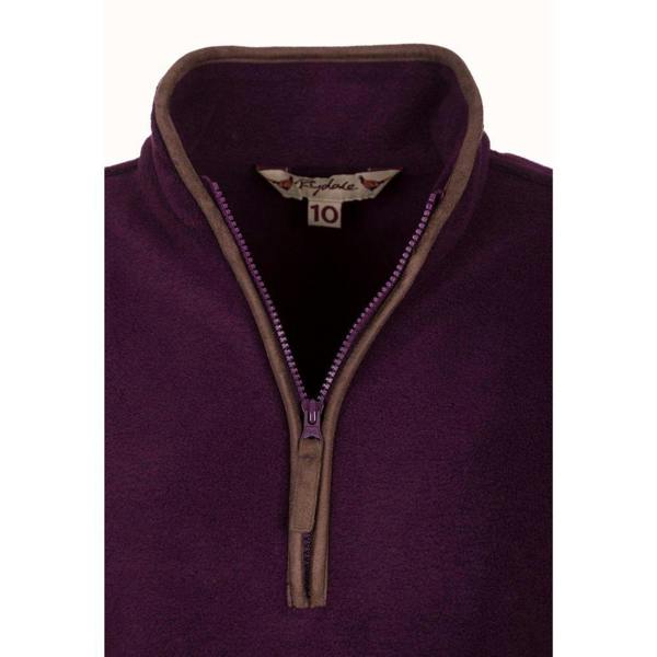 Close-up of the Rydale Ladies Huggate Overhead Fleece quarter zip, high collar and trim detail