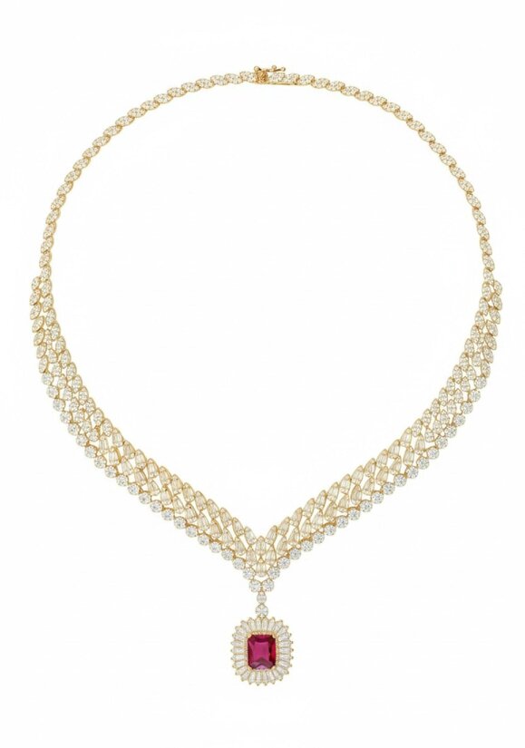 Latelita Countess Statement Ruby Necklace Gold