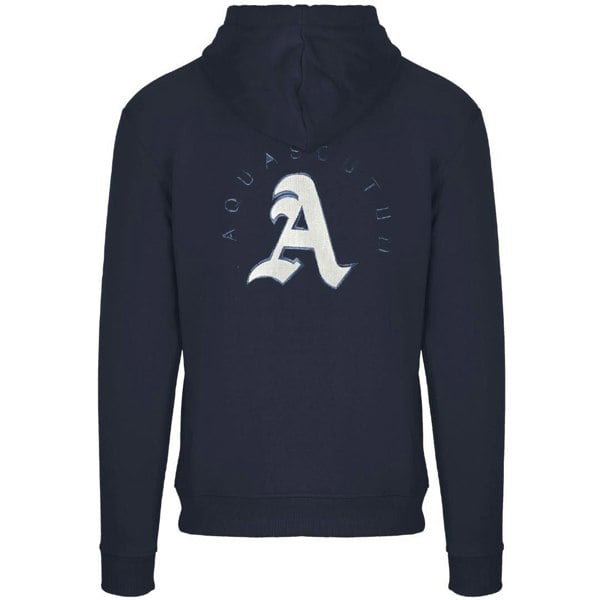 Aquascutum Monotone Aldis Emblem Logo Hoodie - Navy Blue