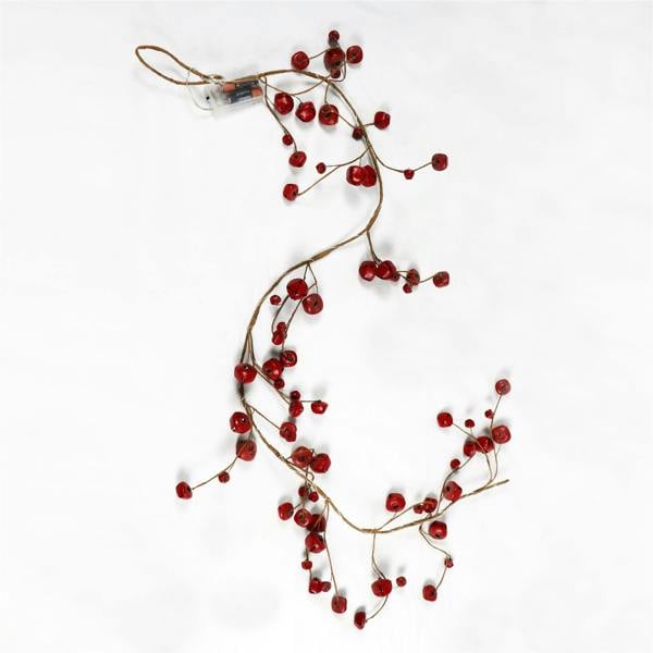 15cm Pre-Lit Hanging Garland Decorations Red Bells with 20 Warm White LEDs image 1