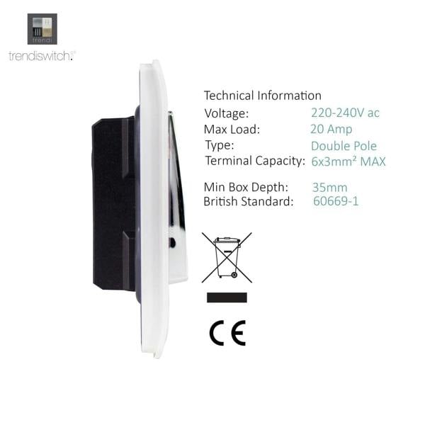 Trendi Switch 1 Gang 20 Amp Heavy Duty Rocker Switch in Light Grey