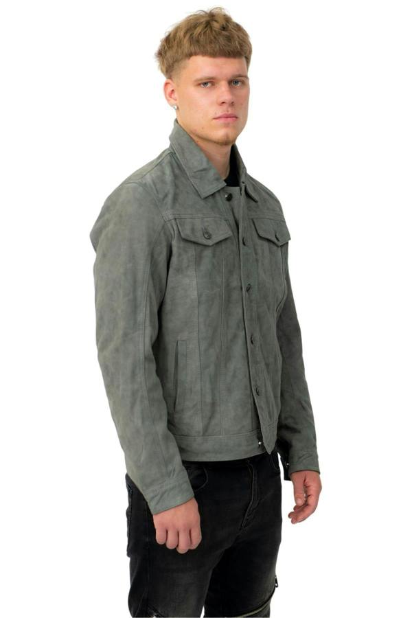 Infinity Leather Mens Goat Suede Leather Jeans Jacket-Adelaide