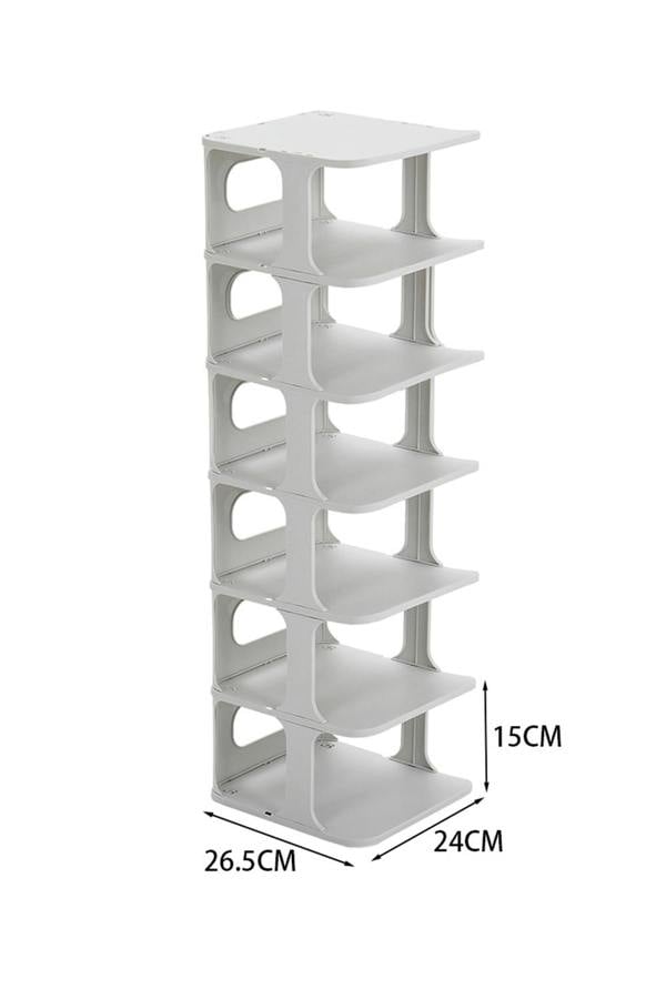 Living and Home 6-Tier 6-Pair Off-White Plastic Shoe Rack