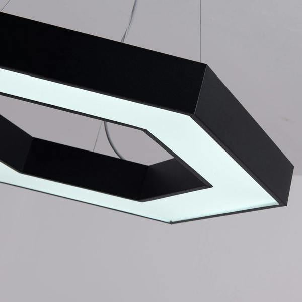 ENER-J HexaGlow Hollow Hexagon LED Light, 25â 50W, Remote Control, 3000Kâ 6500K CCT, Ceiling or Hanging Installation, Black Finish, 600mm