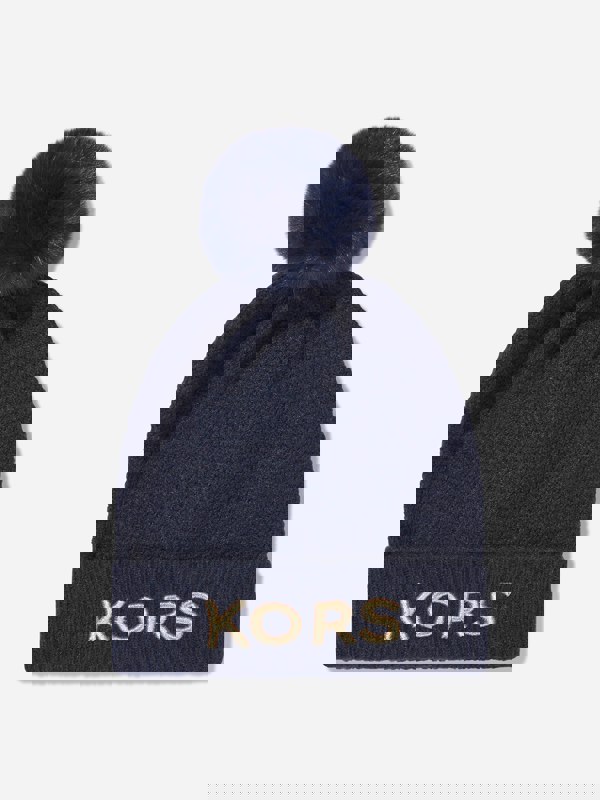 Michael Kors Girls Logo Pull On Hat in Navy