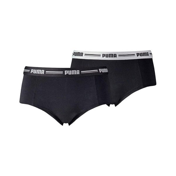 Puma 2-Pack Striped Logo Mid-Rise Mini Shorts, Black