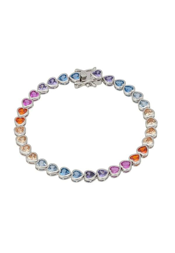 Latelita Heart Garland Tennis Bracelet Multicoloured Silver