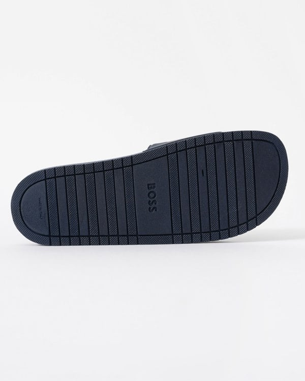 BOSS Orange Aryeh Mens Italian-Made Slides With Large Logo Detail - Navy 410