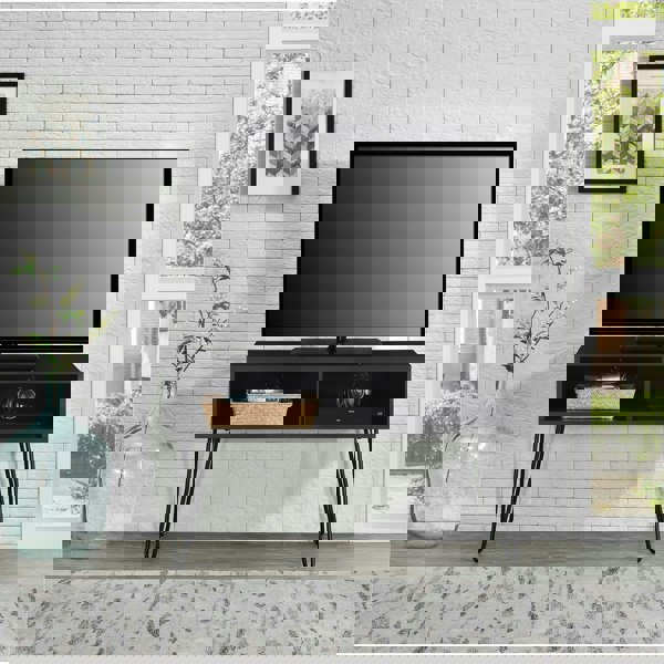 Dorel Home Owen Retro TV-Stand with 2 Shelves Black Oak