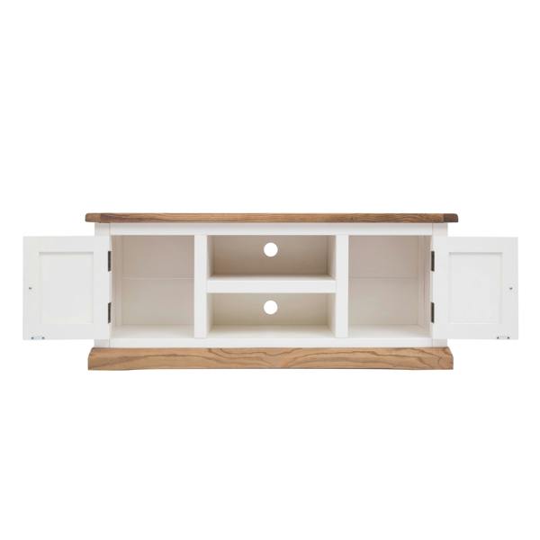 Cabinet Bits Tropea Off White 2 Door TV Cabinet Chrome Knob